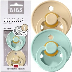 Kaučukové cumlíky BIBS Colour 0m+ 2ks Farba: béžová-tyrkysová
