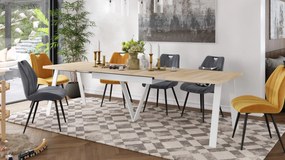 AVERY Dub Sonoma / biela spodná časť - LOFTOVÝ / PRIEMYSELNÝ STÔL DO OBÝVAČKY/ JEDÁLNE ROZKLADACÍ DO 330 cm!