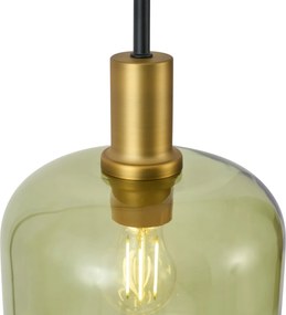 Hotelová elegantná stojacia lampa čierna a zlatá so zeleným sklom - Zuzanna