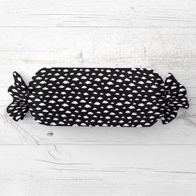 Biante Detský vankúš valec bonbon Sandra SA-306 Biele obláčiky na čiernom 15x40 cm