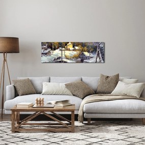 Obraz - Zimné mestečko (s hodinami) (90x30 cm)