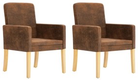 Jedálenské stoličky 2 ks, hnedé, umelý semiš 280275