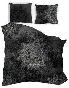 Obliečky z bavlneného saténu sivé MANDALA 160x200 cm