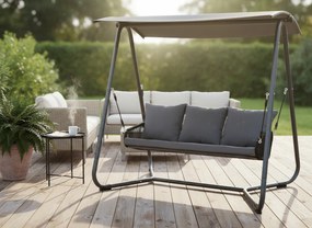 Garden Line ZÁHRADNÁ HOJDAČKA S PLETENÝMI OPIERKAMI RÚK 180 x 139 x 185 CM ANTRACIT PREMIUM