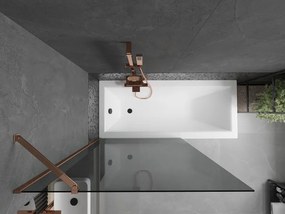 Mexen Next, vaňová zástena 1-krídlová 100 x 150 cm, fixné krídlo, 6 mm šedé sklo, ružové zlato profil, 895-100-000-00-40-60