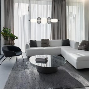 Závesné svietidlo Arame, 3x biele sklenené/2x čierne drôtené tienidlo, b