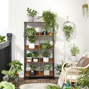 Knižnica, 4-úrovňová polica na knihy, rustikálna hnedá