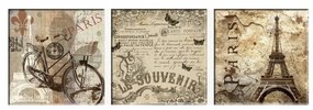 Sada 3 obrazov Tablo Center Vintage Paris