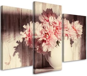 Gario Obraz na plátne Vintage kvety vo váze - 3 dielny Rozmery: 60 x 40 cm