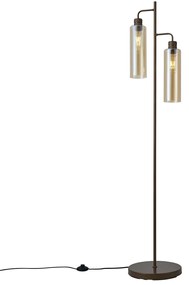 Hotelová elegantná stojaca lampa tmavý bronz s jantárovým sklom 2-svetlá - Stavelot