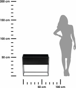 KOVOVÝ KVETINÁČ SO STOJANOM RECT 50X24X64 CM ČIERNA
