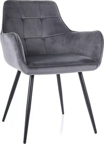 SI Citrónová zamatová stolička sivý