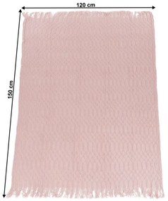 Kondela SULIA TYP 1, pletená deka so strapcami, svetloružová, 120x150 cm