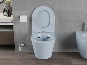 Mexen Rico, závesné WC Rimless s WC doskou slim, duroplast, šedá-modrá matná, 30724069