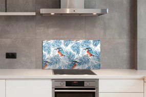 Nástenný panel  Maľované vták na vetve 100x50 cm