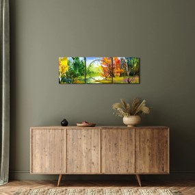 Obraz - Maľba krajiny (s hodinami) (90x30 cm)