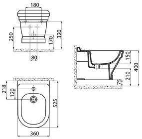 Sapho Sapho, ANTIK bidet závesný, AN510