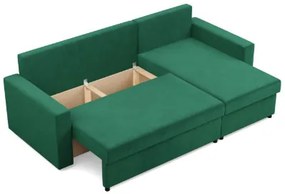 Rohová rozkladacia sedačka NEO Kronos fľaškovo zelená