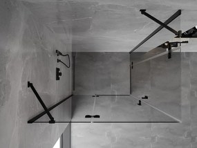Mexen Mist-H Duo, 2-krídlový výklopný sprchový kút 80 x 75 cm, číre sklo, čierny profil, 8A5-080L-075P-70-00