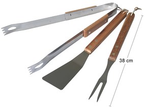 Grilovacie náradie AE189 - drevo / chróm