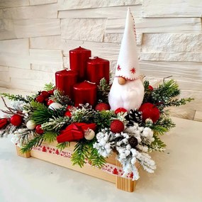 Adventný veniec v drevenej debničke - 24 x 22 cm