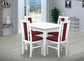 Nabytekmorava Jedálenský set Brooklyn pre 4 osoby, stôl 90x90 cm farba lamina: biela 113, čalúnenie vo farbe: SCALA svetle modrá 74