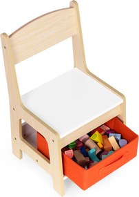 Detský set nábytku ECOTOYS – stôl s kriedovou tabuľou + 2 stoličky a úložný priestor