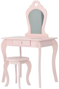 Detský toaletný stolík ružový s taburetkou
