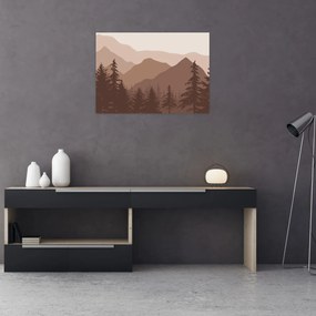 Sklenený obraz - Hnedé pohorie N⁰2 (70x50 cm)