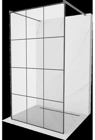 Mexen Kioto voľne stojaca sprchová stena 100 x 200 cm, čierny vzor 8 mm, gun grey brúsený - 800-100-002-66-77