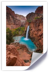 Gario Plagát Modrý vodopád medzi skalami Farba rámu: Bez rámu, Veľkosť: 30 x 45 cm