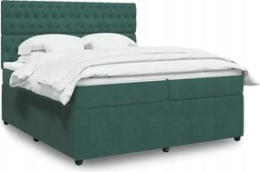 vidaXL Posteľný rám boxsping s matracom tmavozelený 200x200 cm zamat