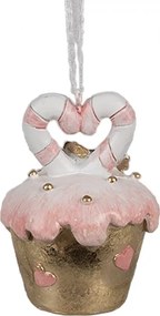 Ružovo-zlatá vianočná ozdoba Cupcake - Ø 5*6 cm