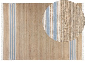 Jutový koberec 160 x 230 cm béžová/modrá MIRZA Beliani