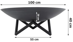ZÁHRADNÉ OHNISKO NEREO ČIERNE 100 cm