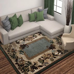 Štýlový vintage koberec so zeleným okrajom Šírka: 80 cm | Dĺžka: 150 cm