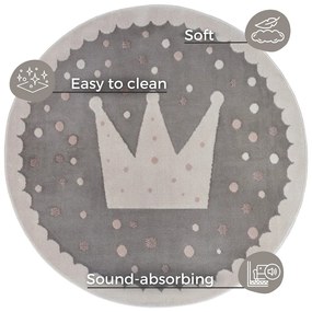 Sivý detský koberec ø 140 cm Crown – Hanse Home
