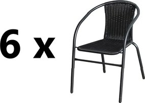 Záhradná stolička 6 ks BISTRO, čierny ratan