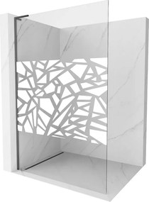 Mexen Kioto L, sprchová zástena Walk-In 100 x 200 cm, 8mm číre sklo biely vzor, grafitový profil, 800-100-103-95-85