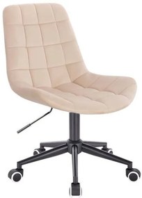 LuxuryForm DESIGN Stolička PARIS VELUR na čiernej podstave s kolieskami - krémová