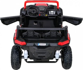 Ramiz Silná pretekárska štvorkolka pre 2 deti Červená + Bezkartáčový motor + Nafukovacie kolesá + LED zvuk