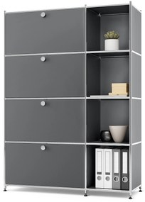 Kovová skrinka »CN3« so 4 výklopnými priečinkami, sivá