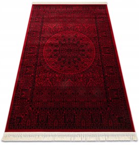 Dywany Łuszczów Koberec DO OBÝVAČKY JEDÁLNE bordó Rámček rozeta orient s strapcami 100x200 cm