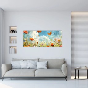 Obraz - Motýle na letnej lúke (120x50 cm)