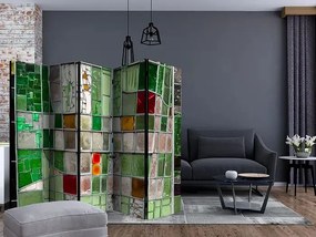 Paraván - Emerald Stained Glass II [Room Dividers] Veľkosť: 225x172, Verzia: Obojstranný