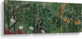 Obraz - Henri Rousseau, Tropical Forest with Monkeys, reprodukcia (s hodinami) (90x30 cm)