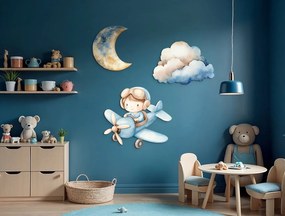 drevko |  Detská dekorácia Lietadielko s malým pilotom  48 x 1395 cm