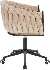 LuxuryForm DESIGN Stolička NORDEN VELUR na čiernej podstave s kolieskami - krémová