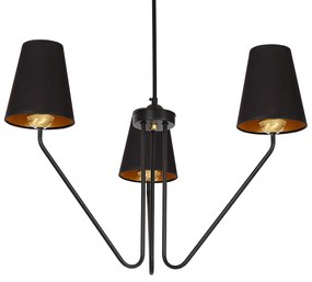 Luster Victoria, 3x čierne textilné tienidlo, b/g