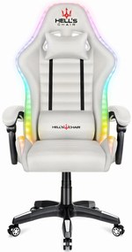 1003 Herná stolička biela LED RGB podsvietenie